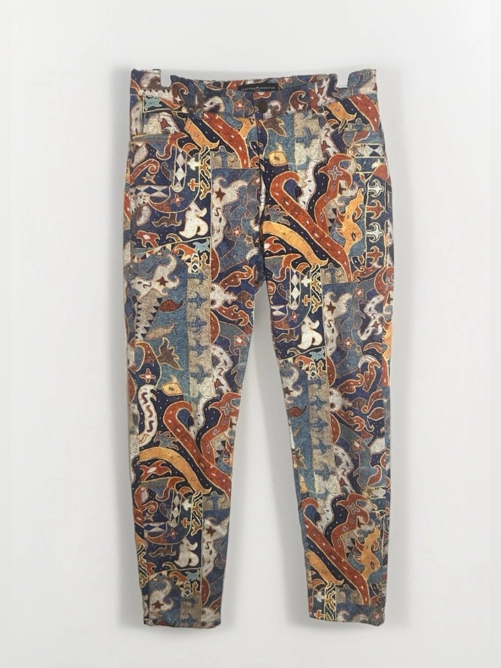 Peruvian Connection Abstract Printed Sumatra Pants Women 8 Artsy Eclectic Boho